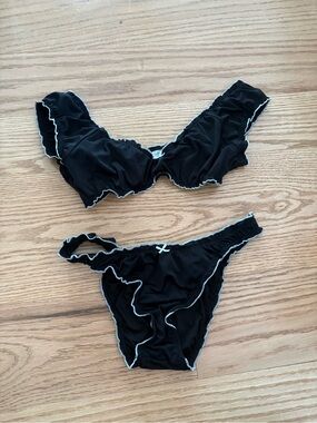 Black Bikini Set with White Trim